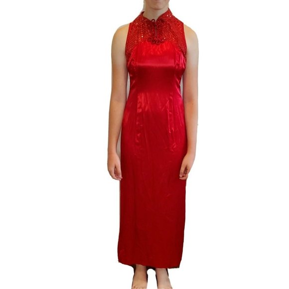 Vintage 90s‎ Zum Zum Japanese Red Satin Long Dress
